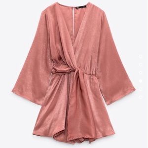 Zara Satin Effect Short Jumpsuit Size: S